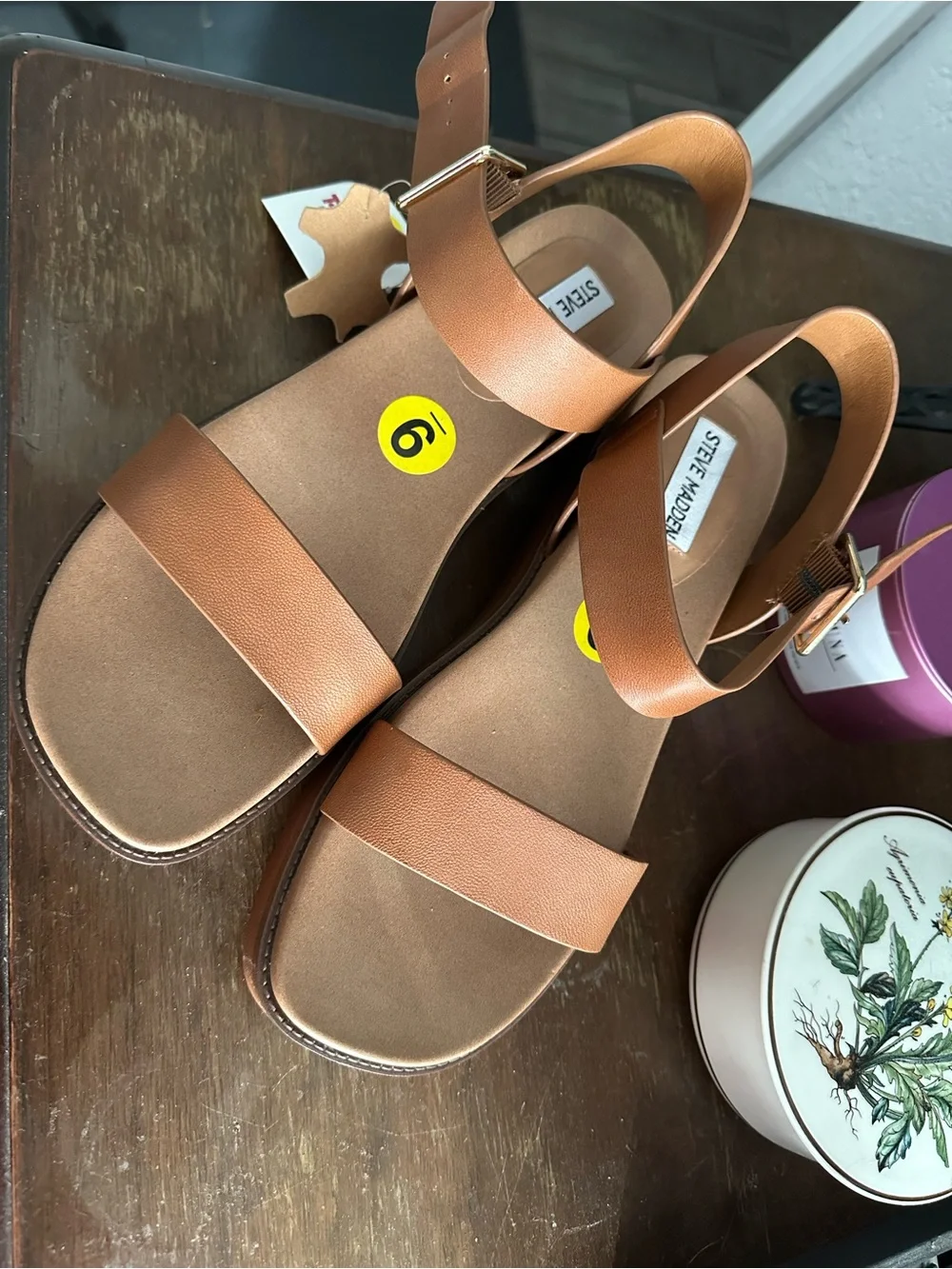 Steve Madden Brown Tan Leather Slingback Sandals